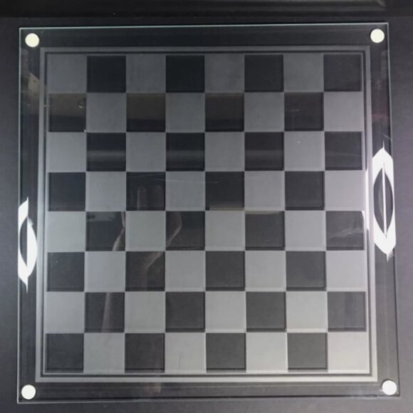 5 in 1 Chess Checkers Backgammon Domino Cards Frosted & Clear Glass pc's, Boards - Picture 10 of 16